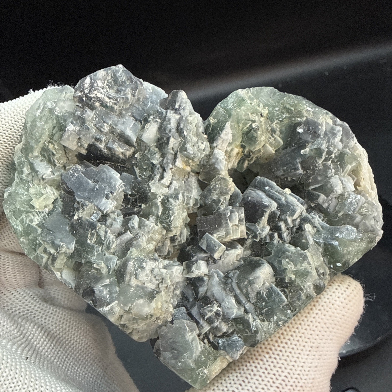 Multi-Colored Natural Faced Cubic Flourite Heart Specimen! Minerals, Crystals!