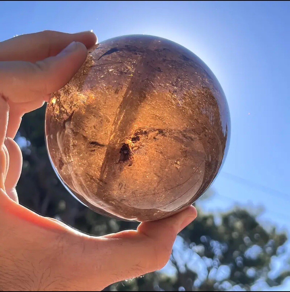Smokey Dark Quartz Sphere Ball 〰️*3” Scotland Healing Metaphysical Acrylic-Stand