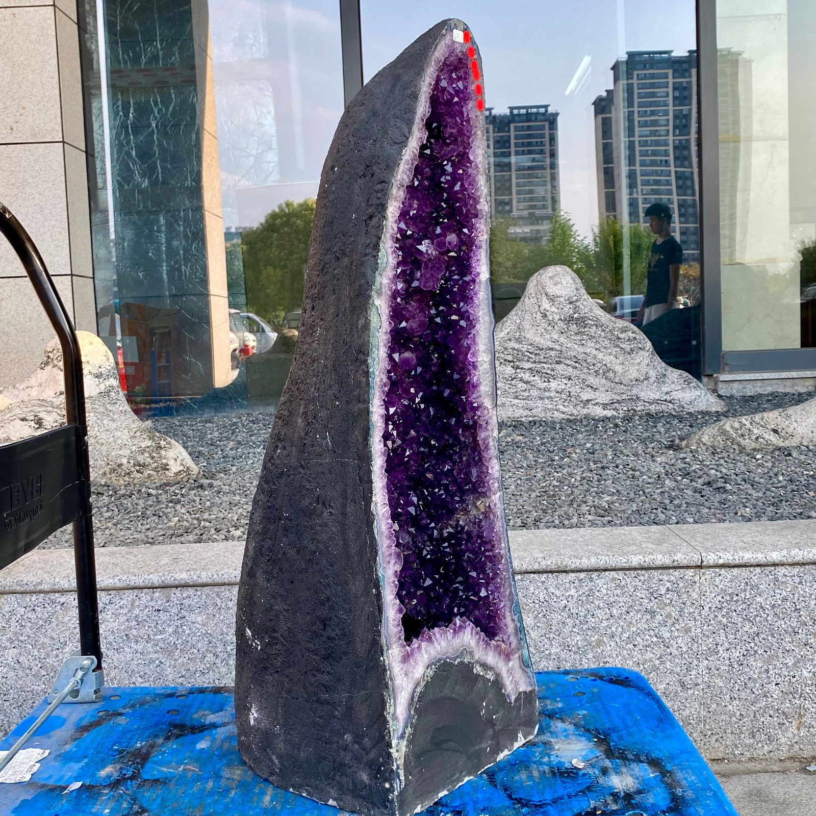 143LB Natural Amethyst Geode Quartz Crystal Cluster Cathedral Energy healing