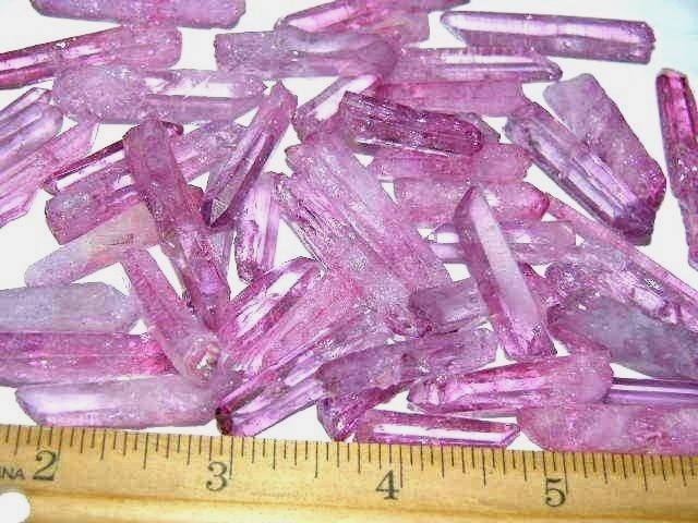 Pink Angel Aura quartz crystal terminated 5 crystals per lot 3/4-2 inch long