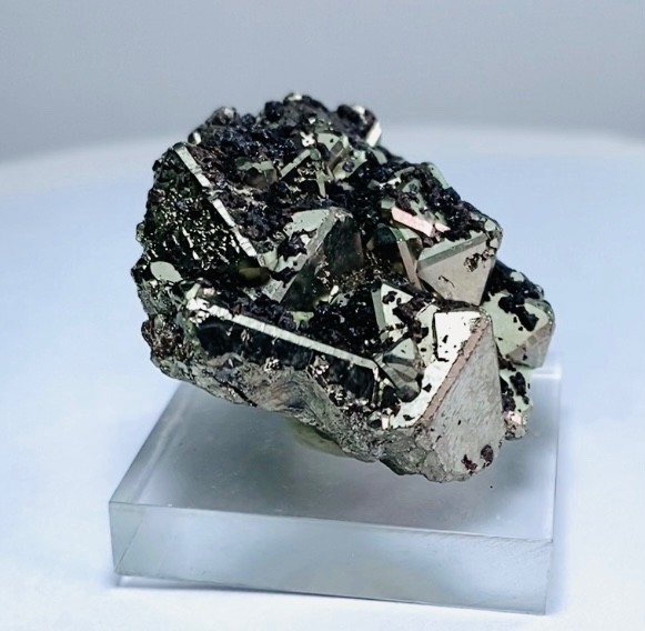 PYRITE OCTAHEDRAL CRYSTALS with MICRO SPHALERITE XLS. from PERU….HUANZALA MINE