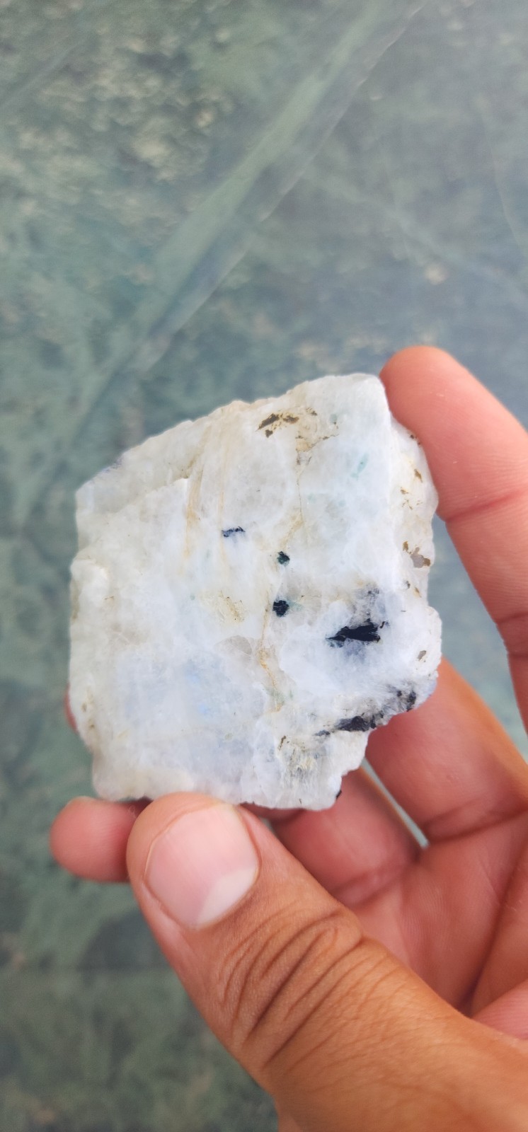 Natural AAA Full Flashy Indian Rainbow Moonstone Raw Specimen One Side Polish
