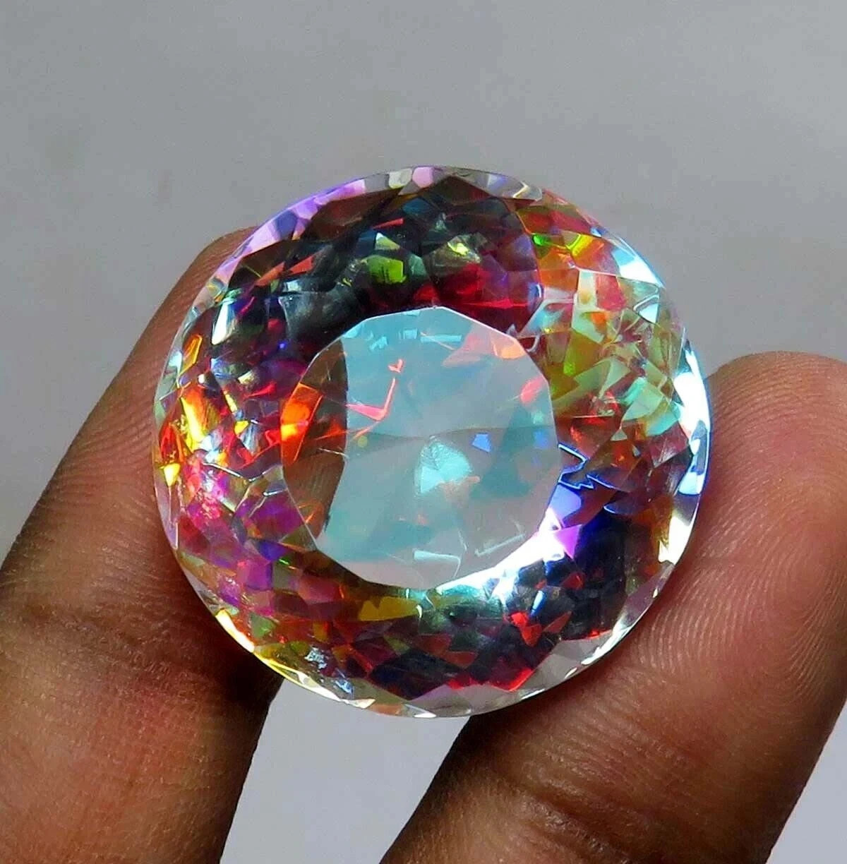 82 CT+ AAA Rainbow Color Round Cut Natural Mystic Topaz Certified Gemstone