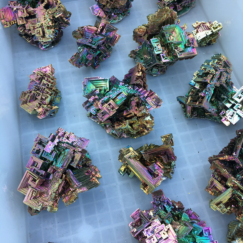 30g Natural Aura Rainbow Titanium Bismuth Quartz Crystal Stone Specimens Healing