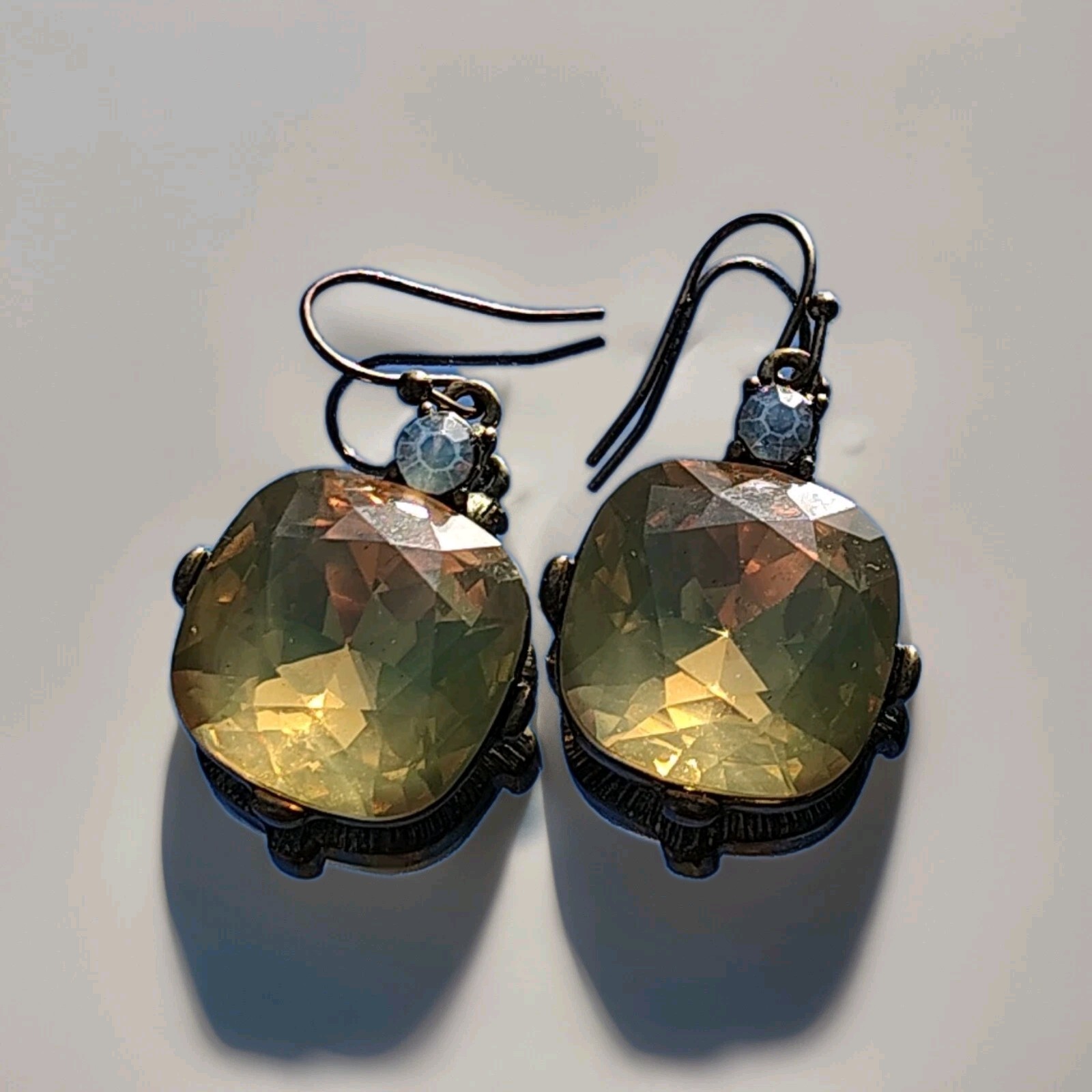 Blonde Crystal Cushion Color Changing Dangle Earrings