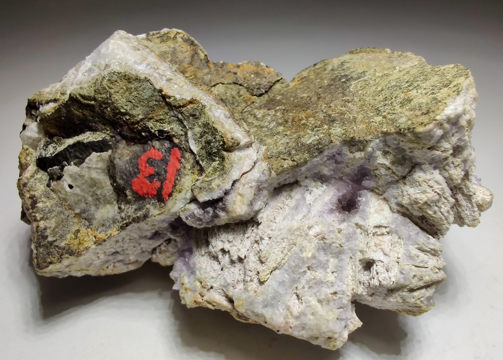 Beautiful Amethyst and Anhydrite specimen. Prospect Park, New Jersey. 268 grams.