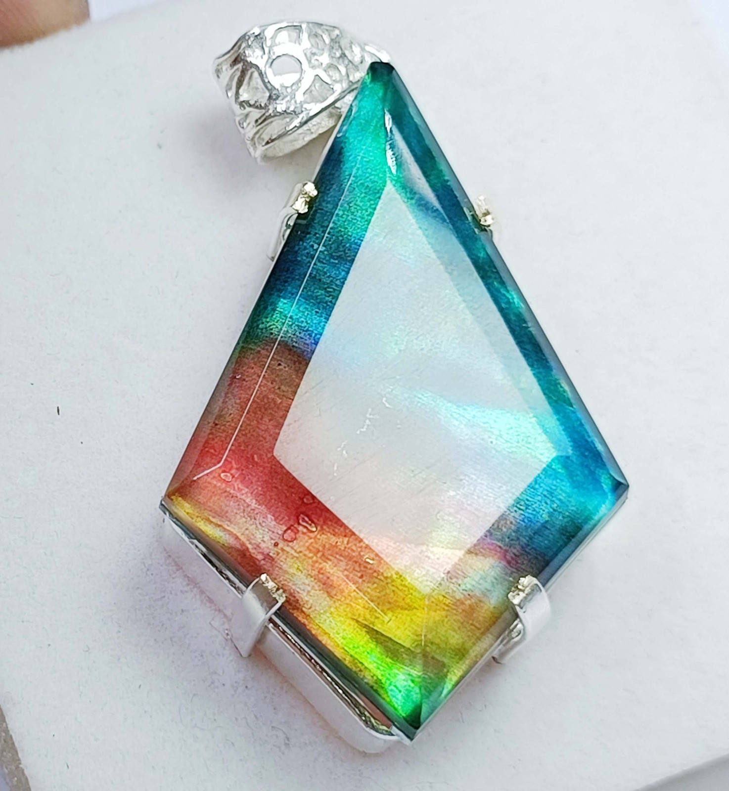 70.30 CT IGL Certified Natural Ammolite 925 Solid Silver Pendant Loose Gems 5JST