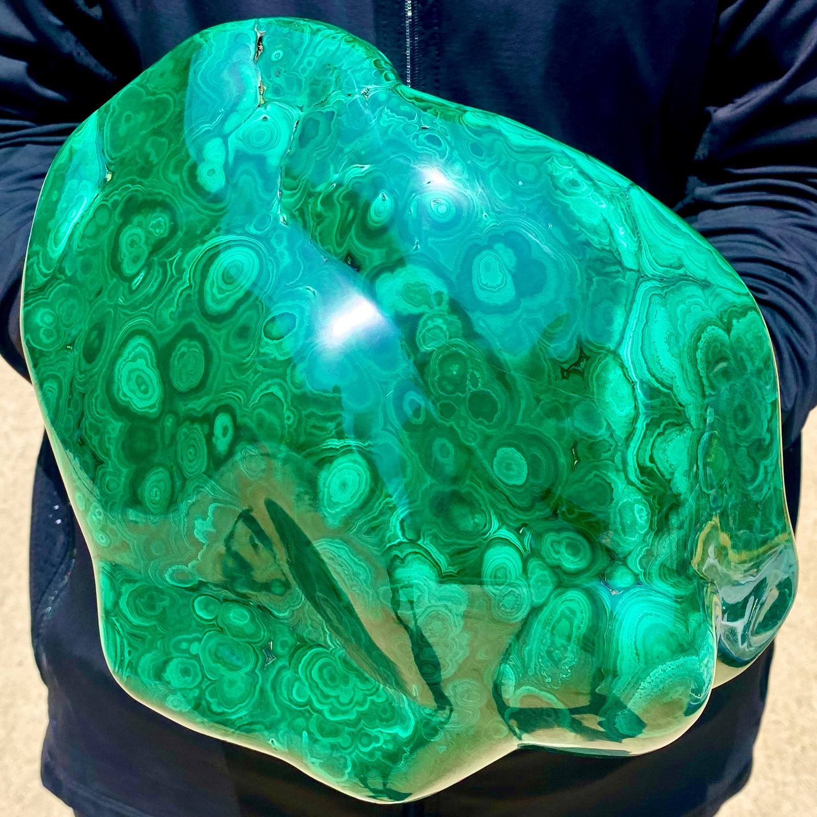 17.41LB Large Natural glossy malachite transparent cluster rough mineral sample