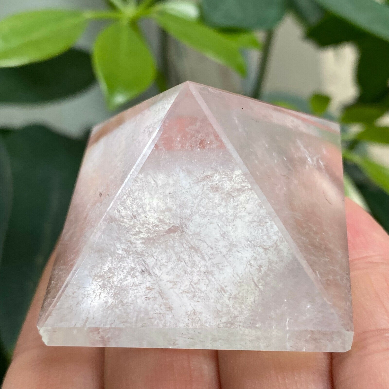 1PC Natural clear crystal Quartz Pyramid Carved Crystal Point Reiki healing 40mm