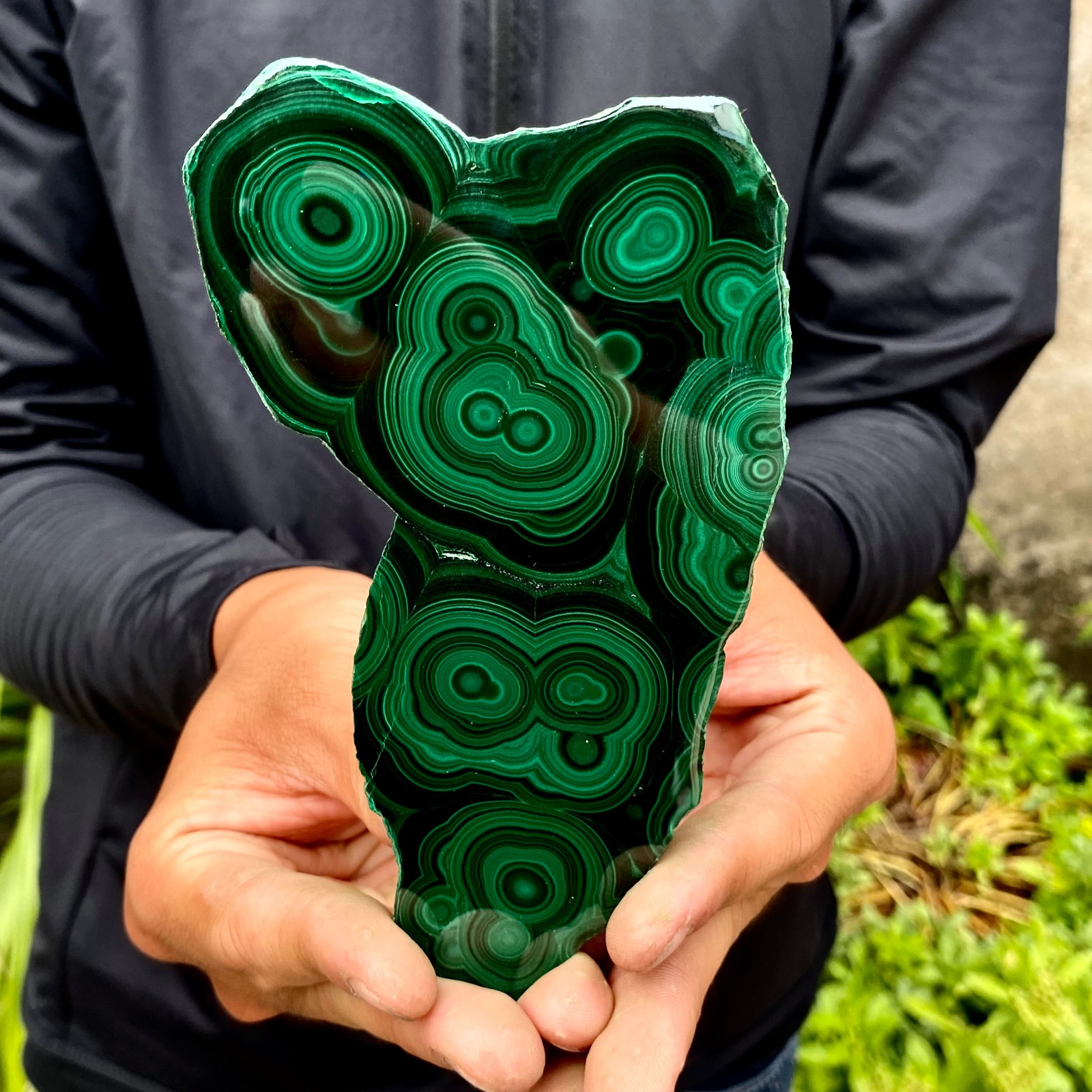 408G Natural malachite slice quartz crystal luster mineral specimen