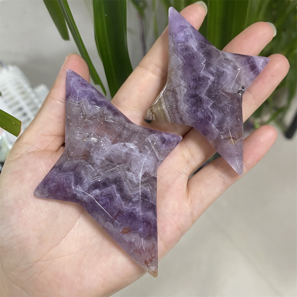 0.6LB 9.3″Natural Amethyst Agate Meteor Diamond Crystal Reiki Heal Carving Decor