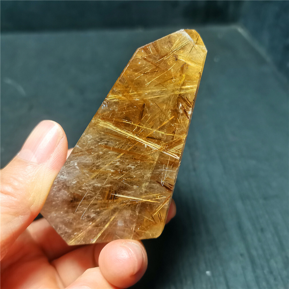 Rare Clear Golden Rutilated Inclusions Stone Gold Needles Stone specimen CY30
