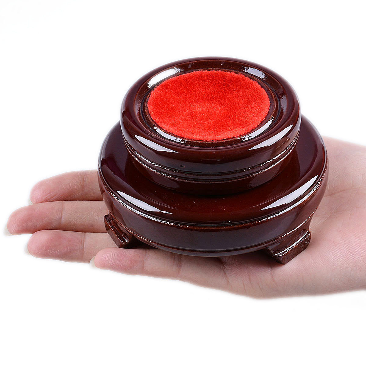 LONGWIN Red Rotable Wood Stand Holder Kit Display Pedestal for 50mm-200mm Balls