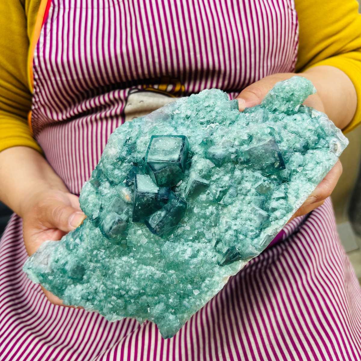 5.94LB Natural Fluorite Cluster Crystal Mineral Specimen Energy Reiki Healing