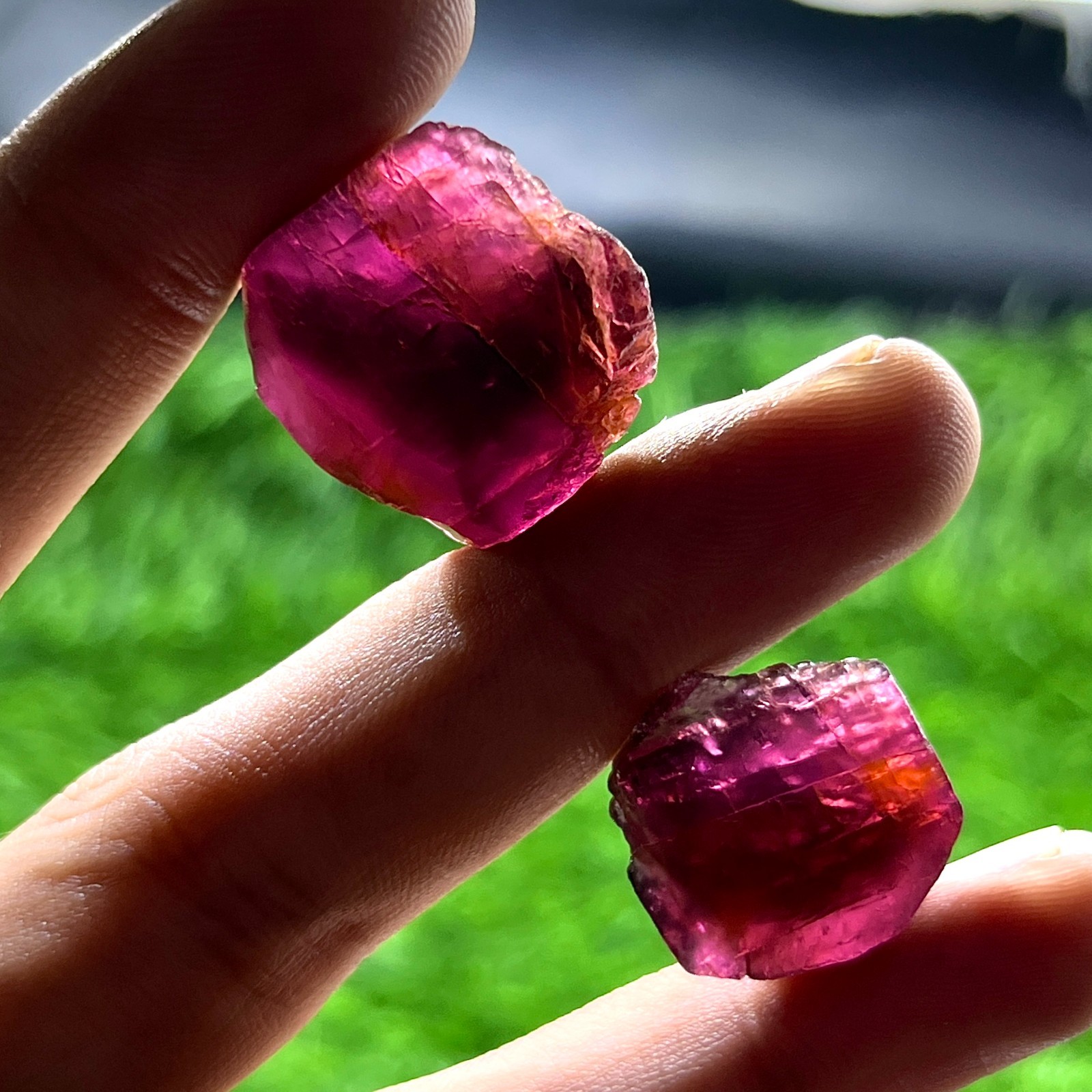 53 Ct Natural Deep Pink Rubellite Tourmaline Rough Lot 2 Pcs 18-22mm