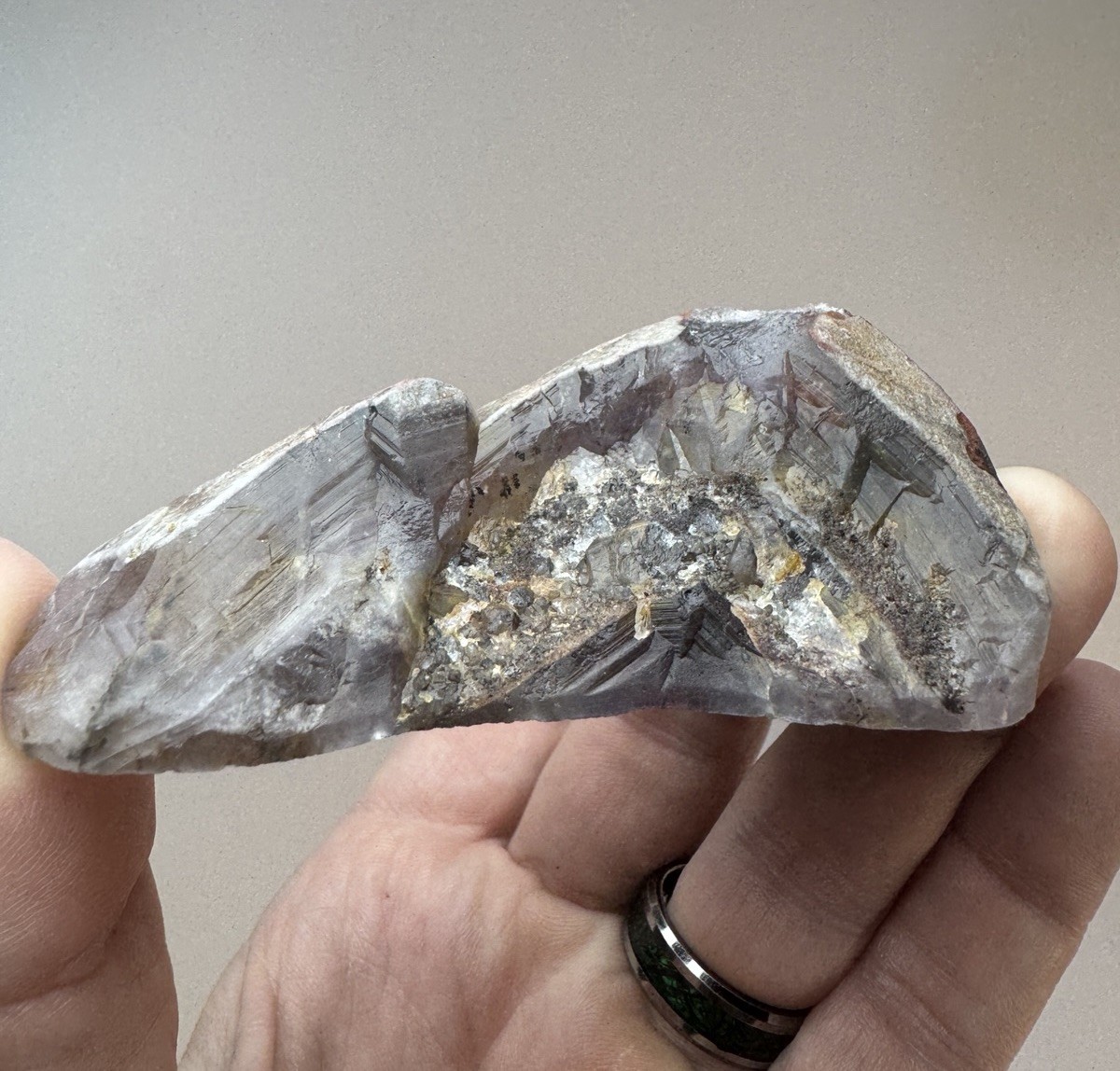 Boreal Amethyst Crystal Auralite23 Natural Phantom Reveal On Polished Face