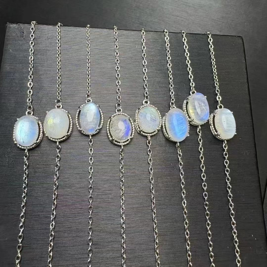 Natural Blue Moonlight Bracelet, copper bezel set