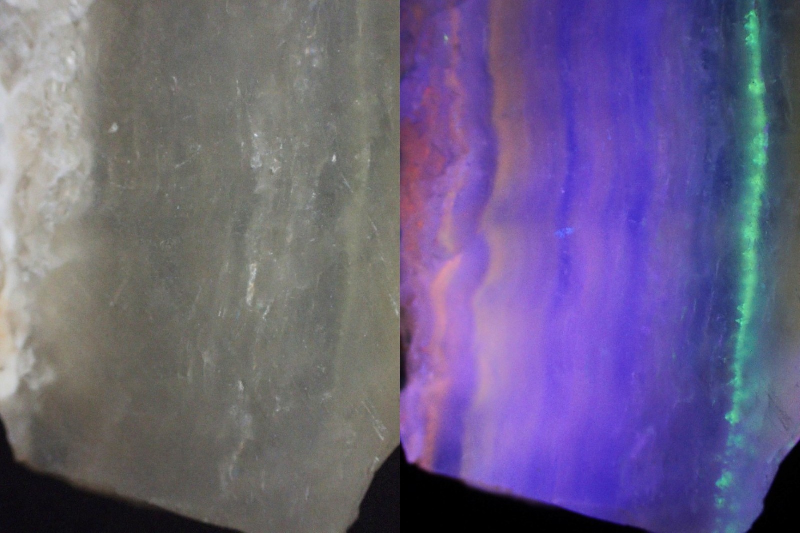 Beautifully fluorescent Hokkaidoite and opals containing organic minerals B274