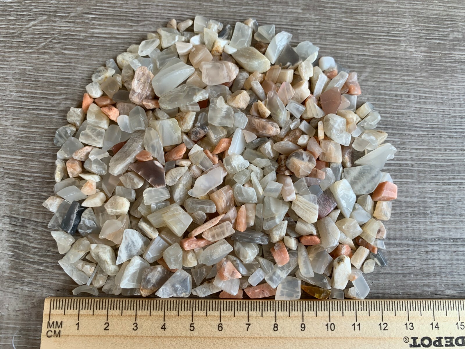 Moonstone Mix Semi Tumbled Gemstone Mini Chips 5-15 mm, Wholesale Bulk Lot