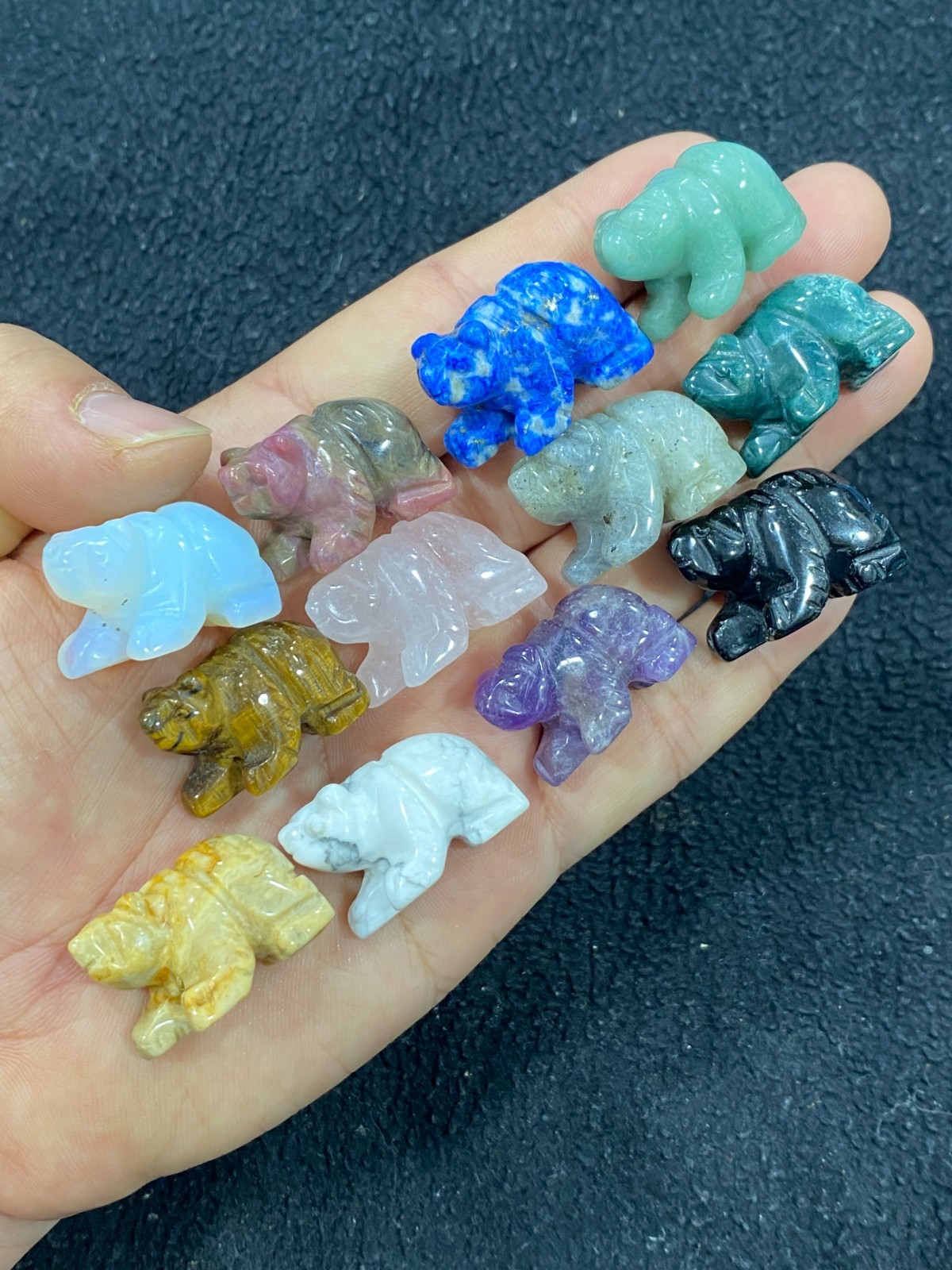 5pcs Natural Mixed Quartz Crystal Carved Bear skull reiki healing Decoration