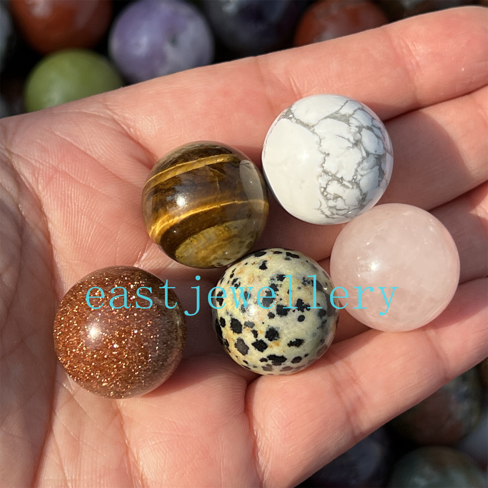 10pcs Natural Mixed Sphere Quartz Crystal Carved Ball Reiki Healing Gem 18mm+