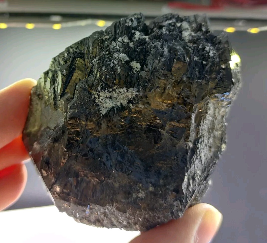 Rebeikite Included Quartz Crystal, Dark Blue Color From KP Pakistan, 188 Grams