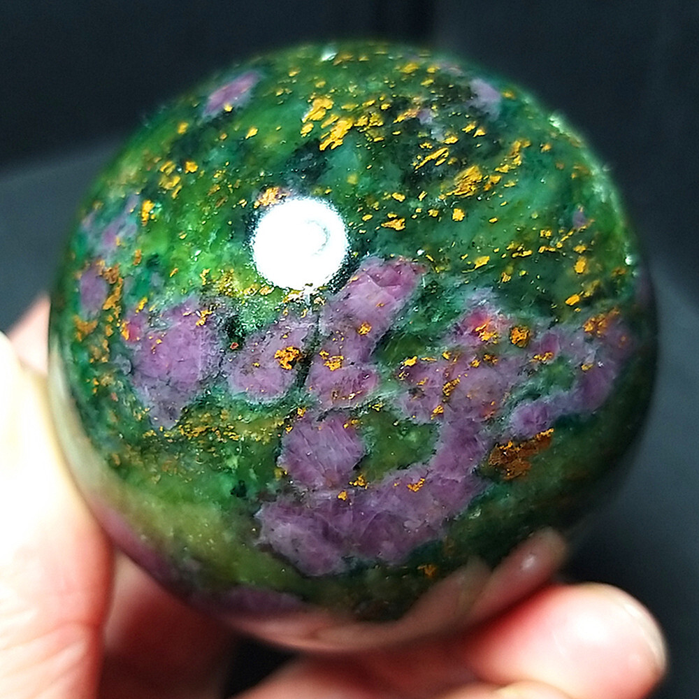 RARE 320.3G Natural Polished Grandmother Gold Ruby Agate Ball Healing A3576