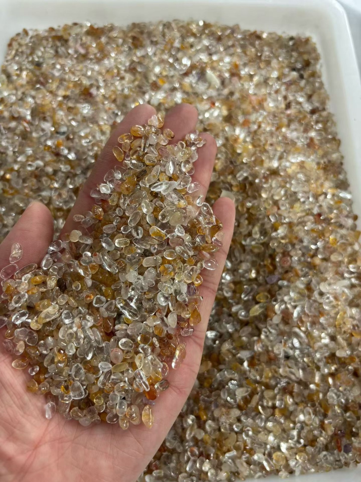 Natural Yellow Agate Crystal pebble raw stone DIY 3-5mm