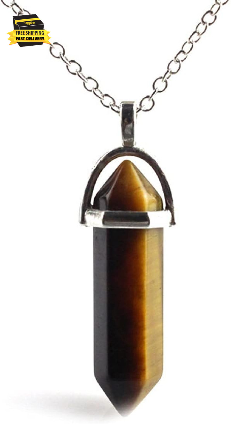 Carnelian Healing Crystal Natural Stone Pointed Hexagonal Pendant Necklaces Set