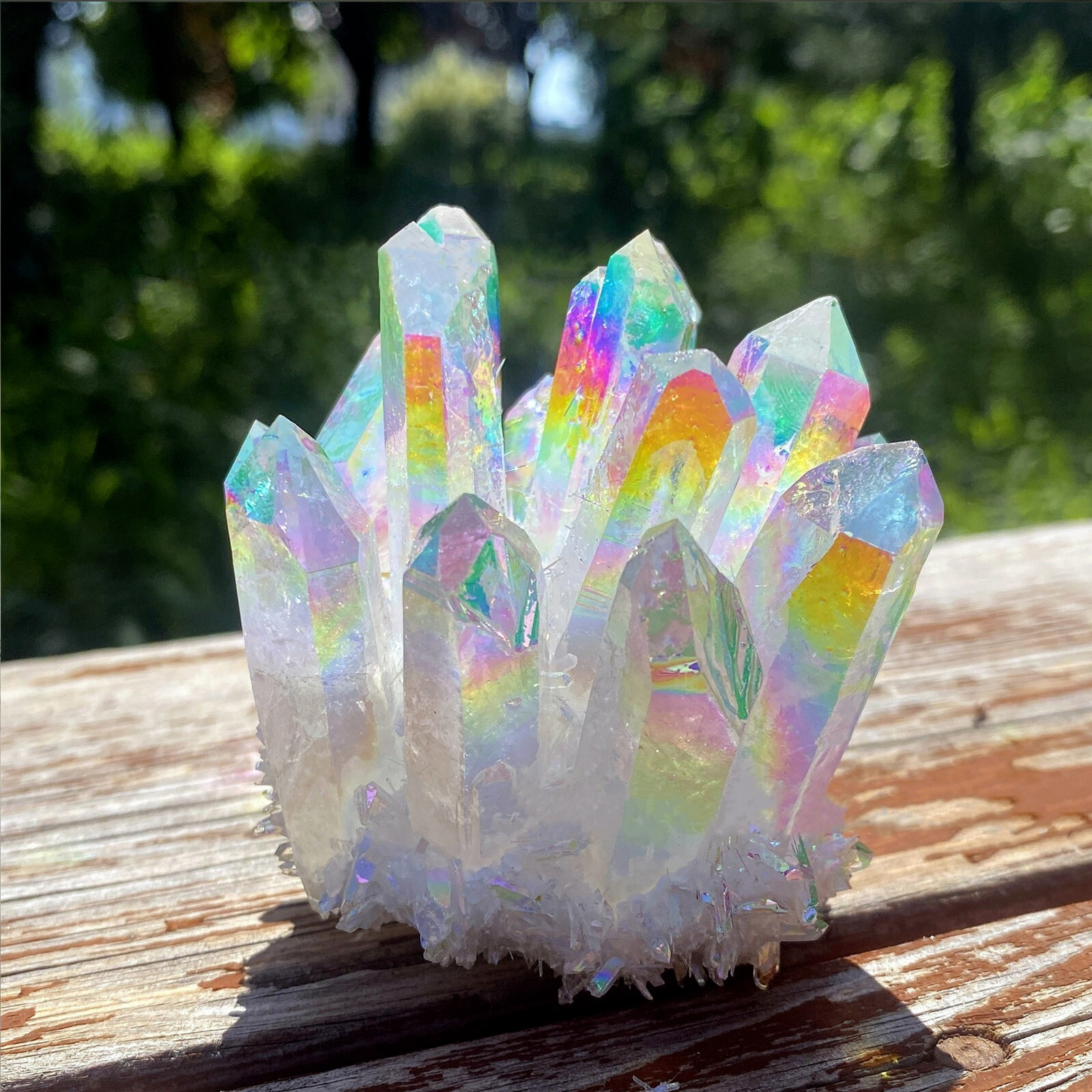 Glowing Large Angel Aura Clear Quartz Cluster Healing Crystal Mineral 251-300G
