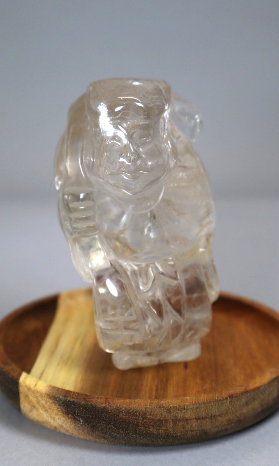 Carved Rock Quartz Crystal Statue Figurine 3.5 Inch Height Transparent Vintage