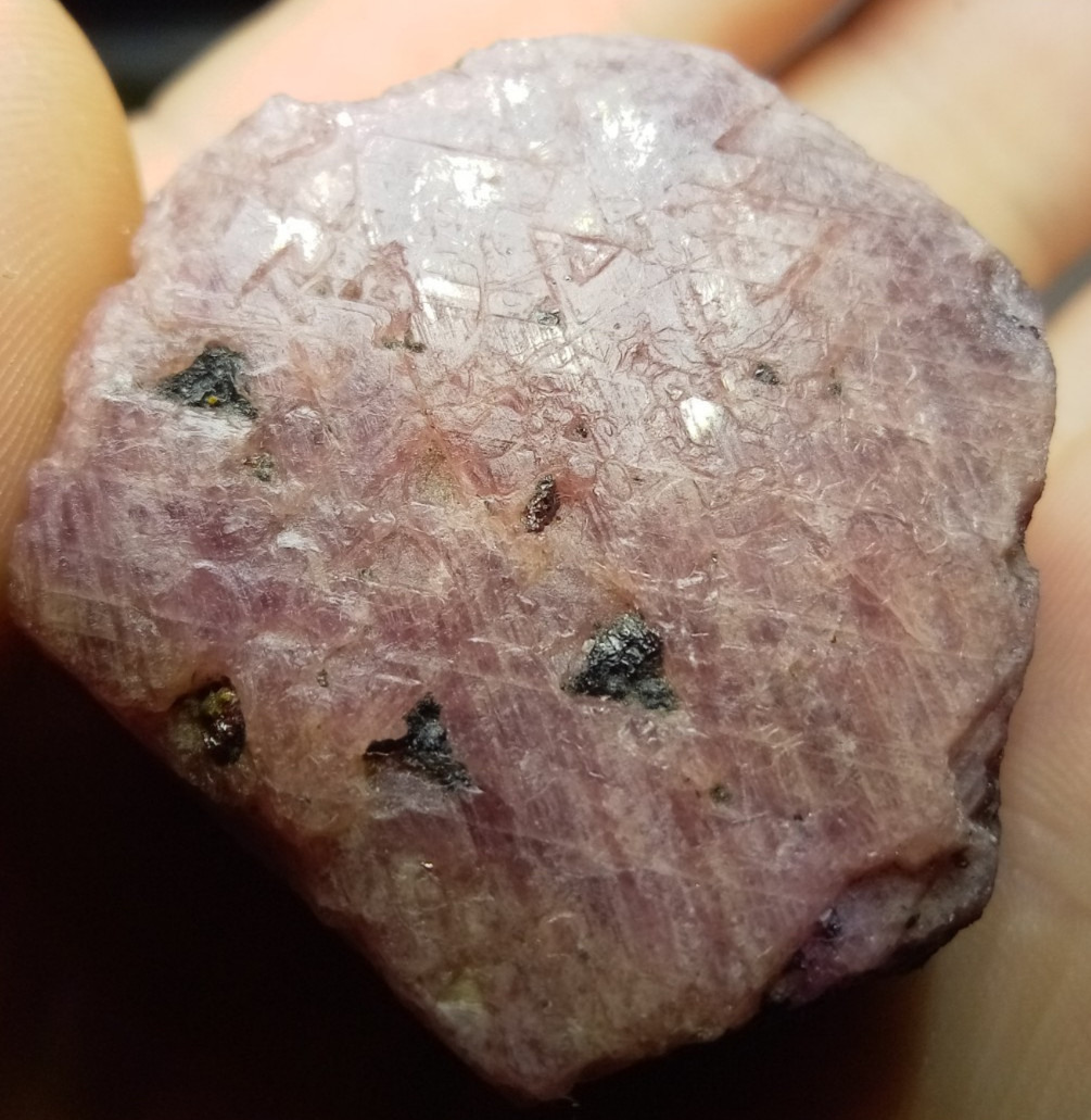Ruby Corundum Record Keeper Triangles Biotite Mica with UV Reactive Fluorescent