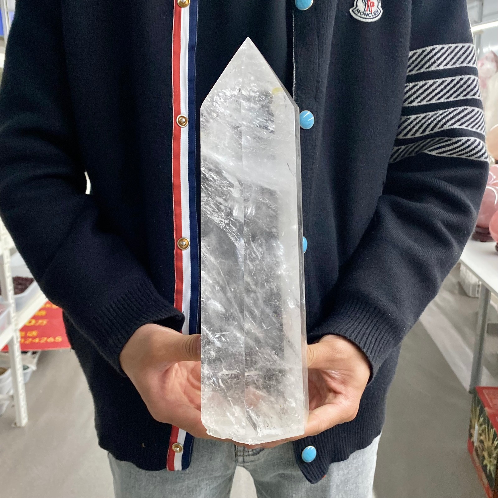7.34LB Natural Clear Quartz Crystal Point Healing Wand Polished Rock Crystal Rei