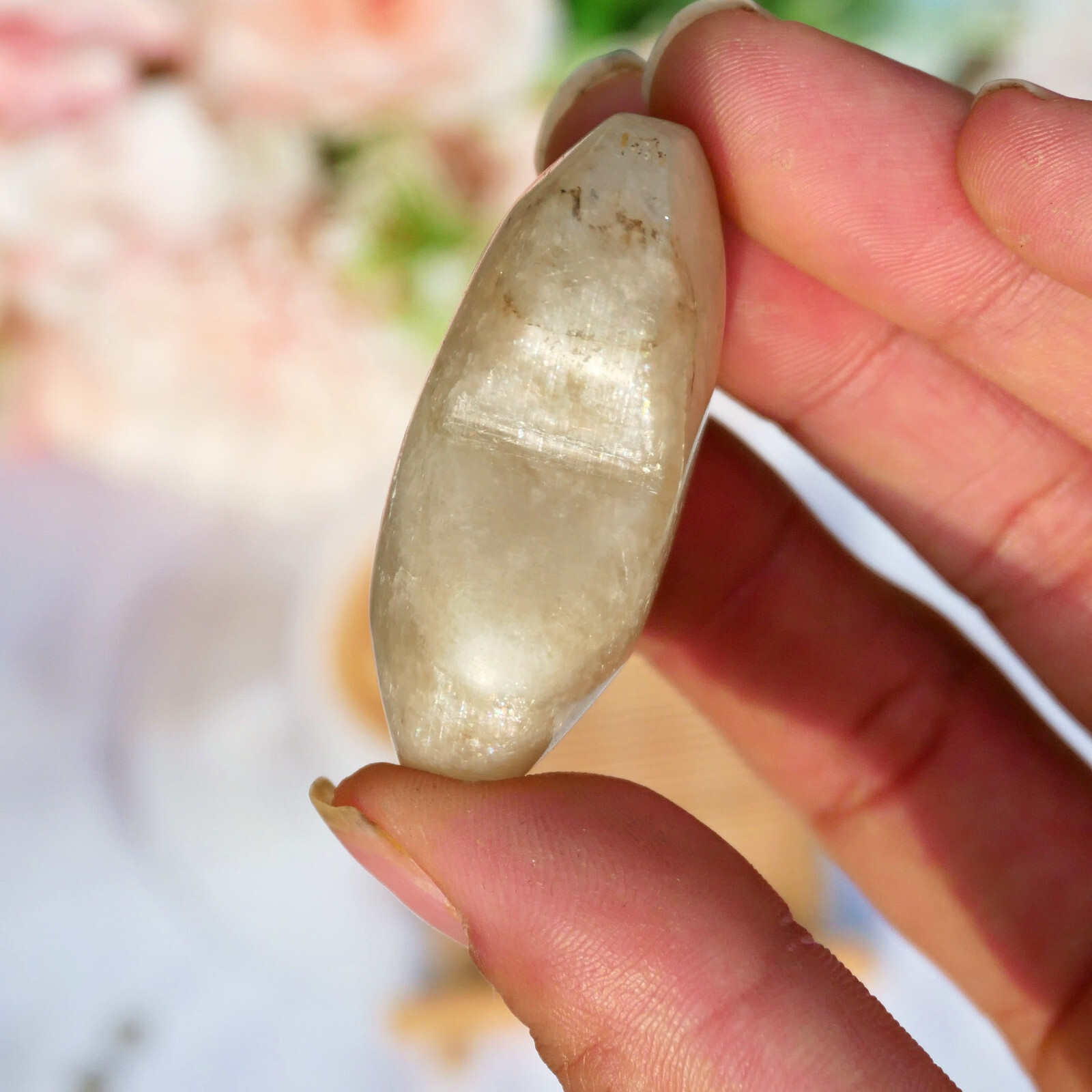 2″ TOP Natural Flash Moonstone Heart Crystal Healing Palmstone Mother’s Day Gift