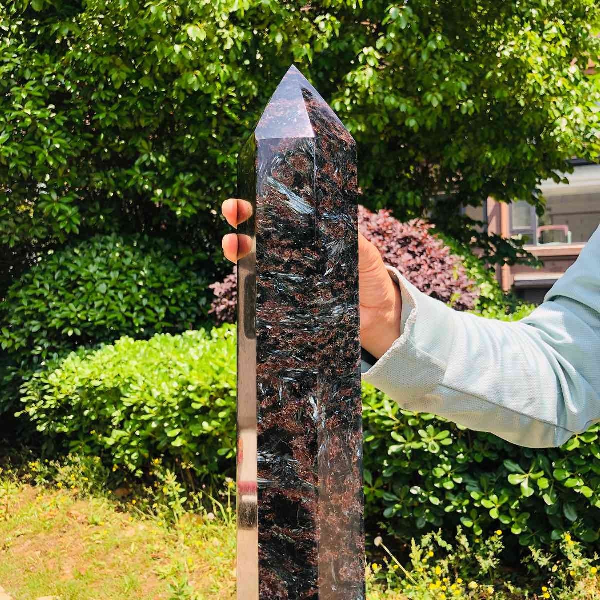 14.63LB Natural Fireworks Stone Obelisk Quartz Tower Crystal Wand Point Healing