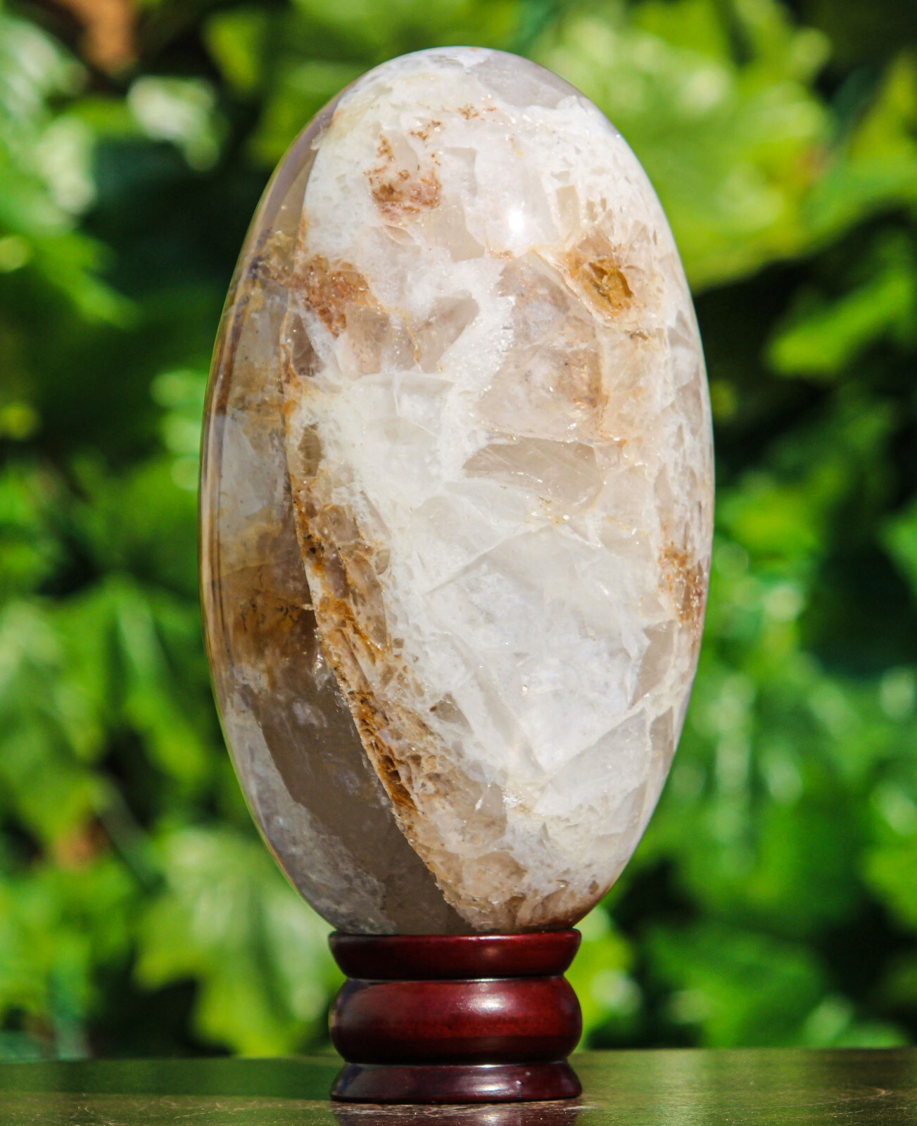 Superb 195mm Yellow Fire Quartz Crystal Healing Chakra Reiki Gemstone Lingam Egg