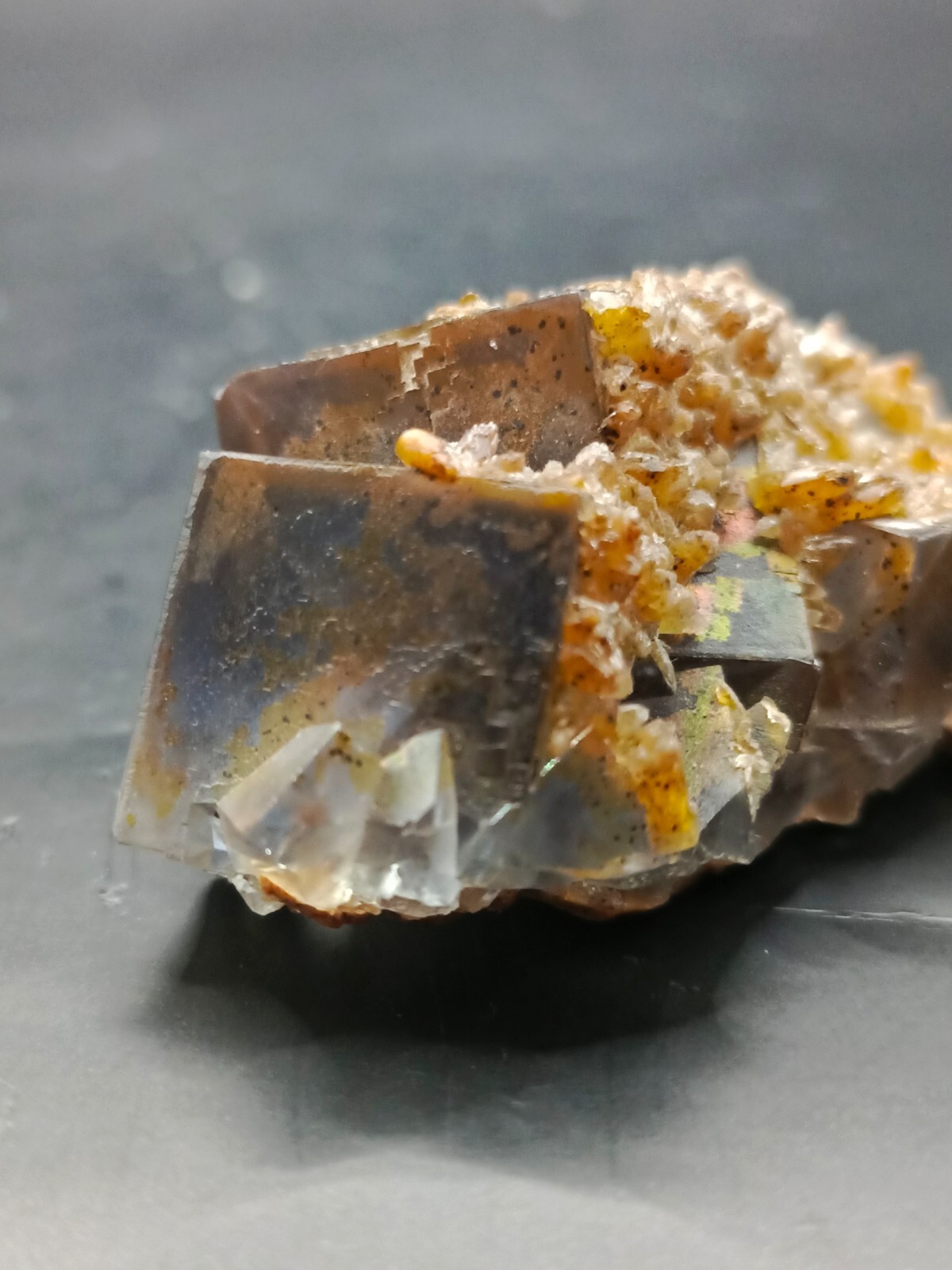 42g Natural Iridescent Cubic Fluorite Crystal Specimen With Blue Inclusions