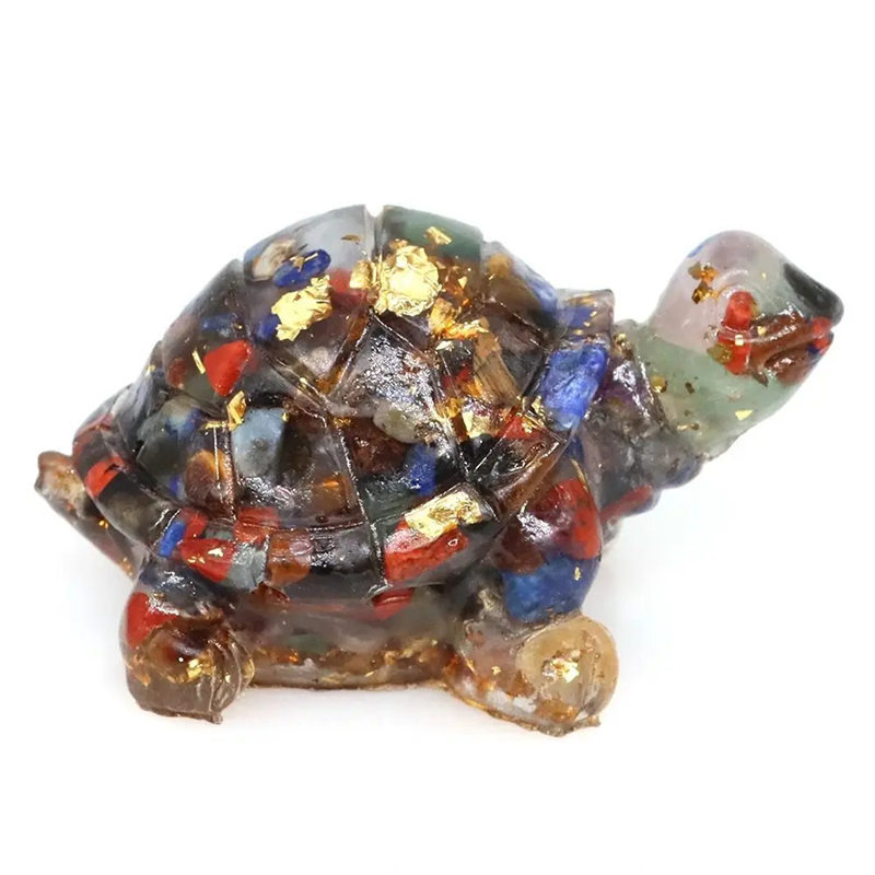 Natural Colorful Scallop Quartz Crystal Longevity Turtle Gravel Mini Resin Decor
