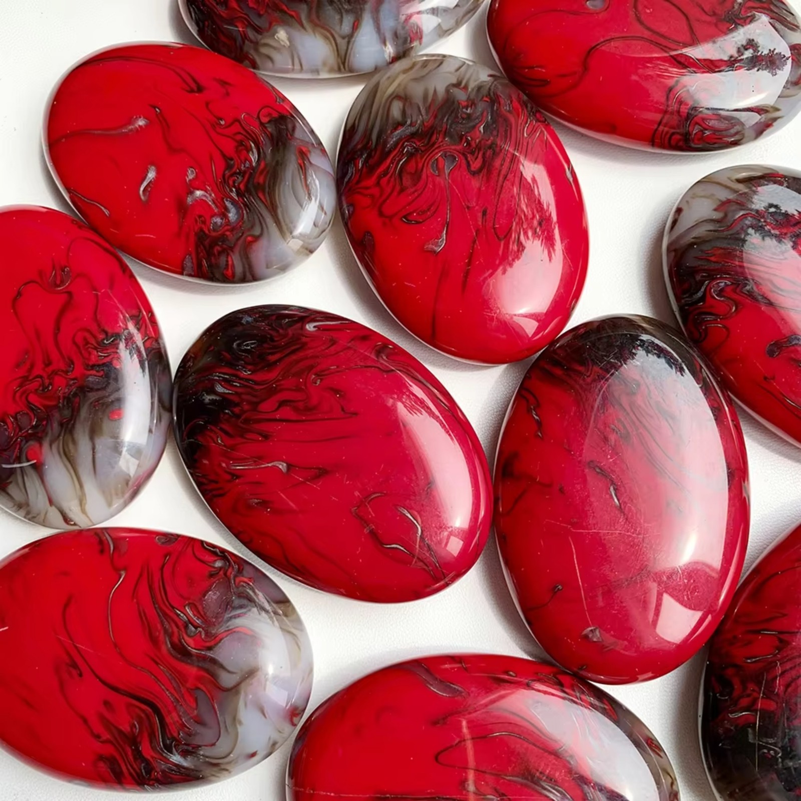 Natural Red Flame Agate Palm Stone Polished Healing Crystal Home Decor Gift