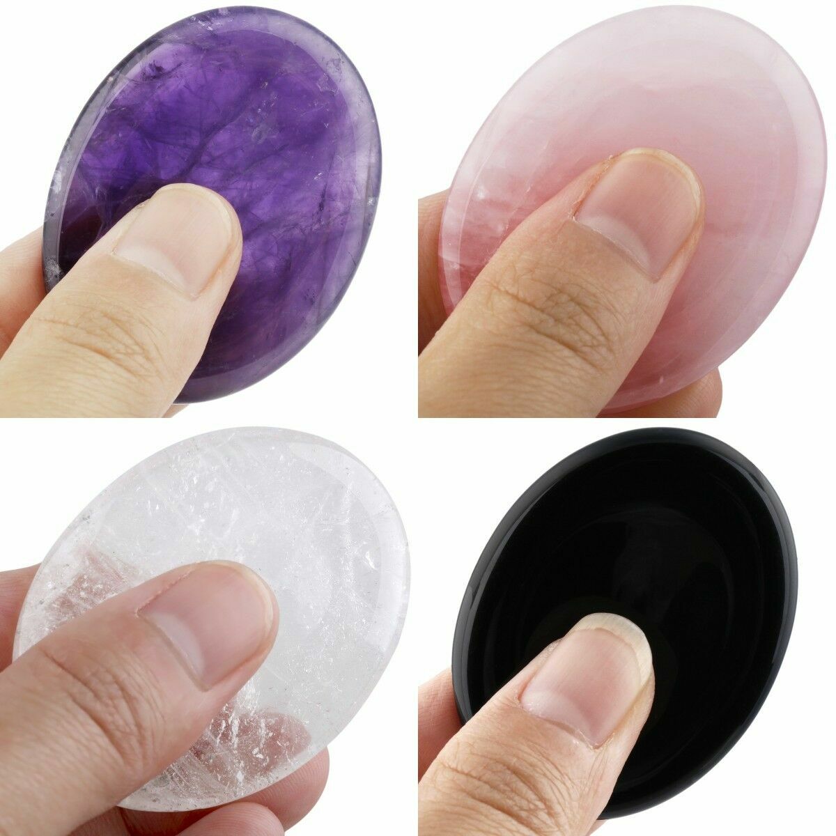 Healing Crystal Oval Thumb Worry Stone Pocket Palm Stone Chakra Reiki Meditation