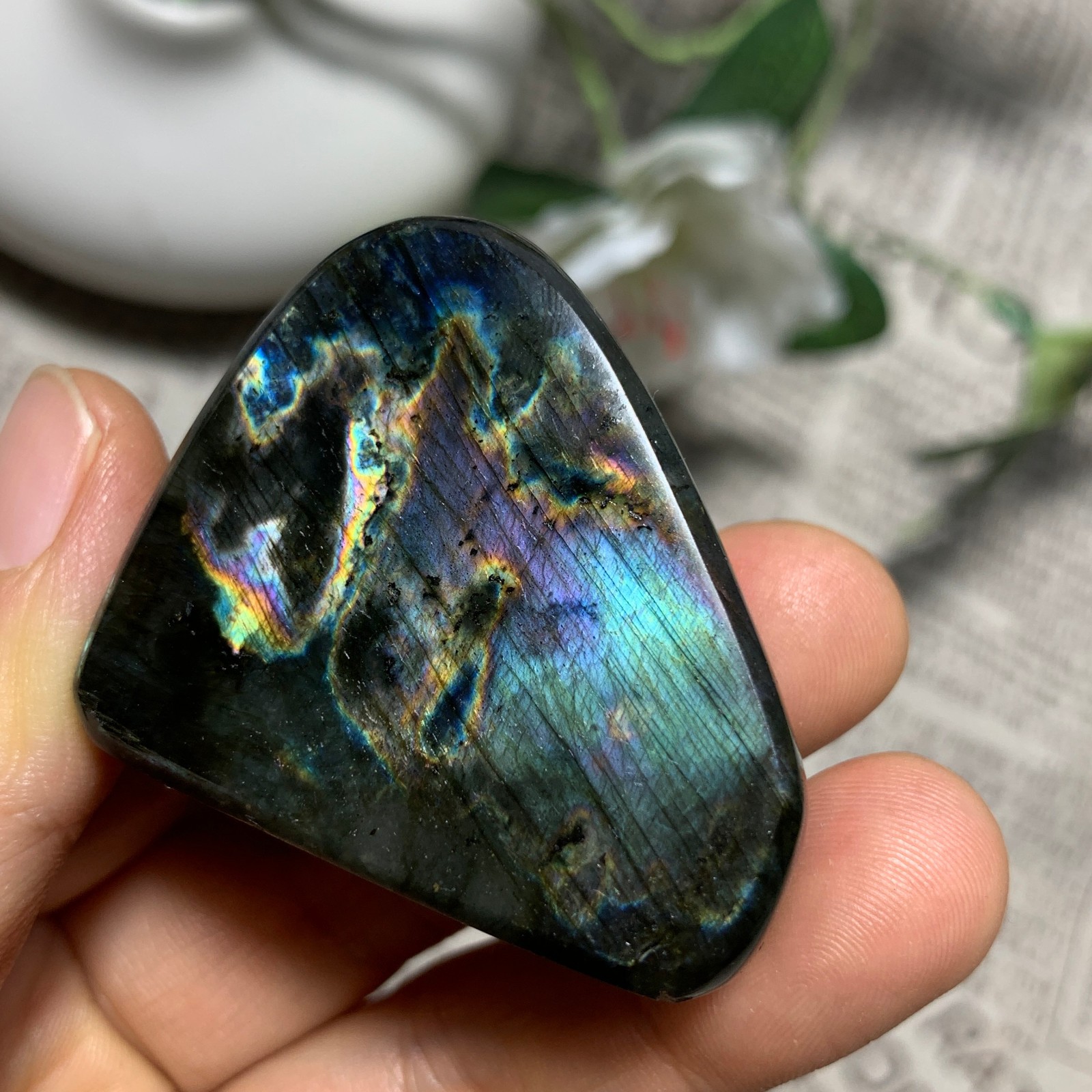 62g Natural Purple Labradorite Quartz Crystal Stone Specimen Healing
