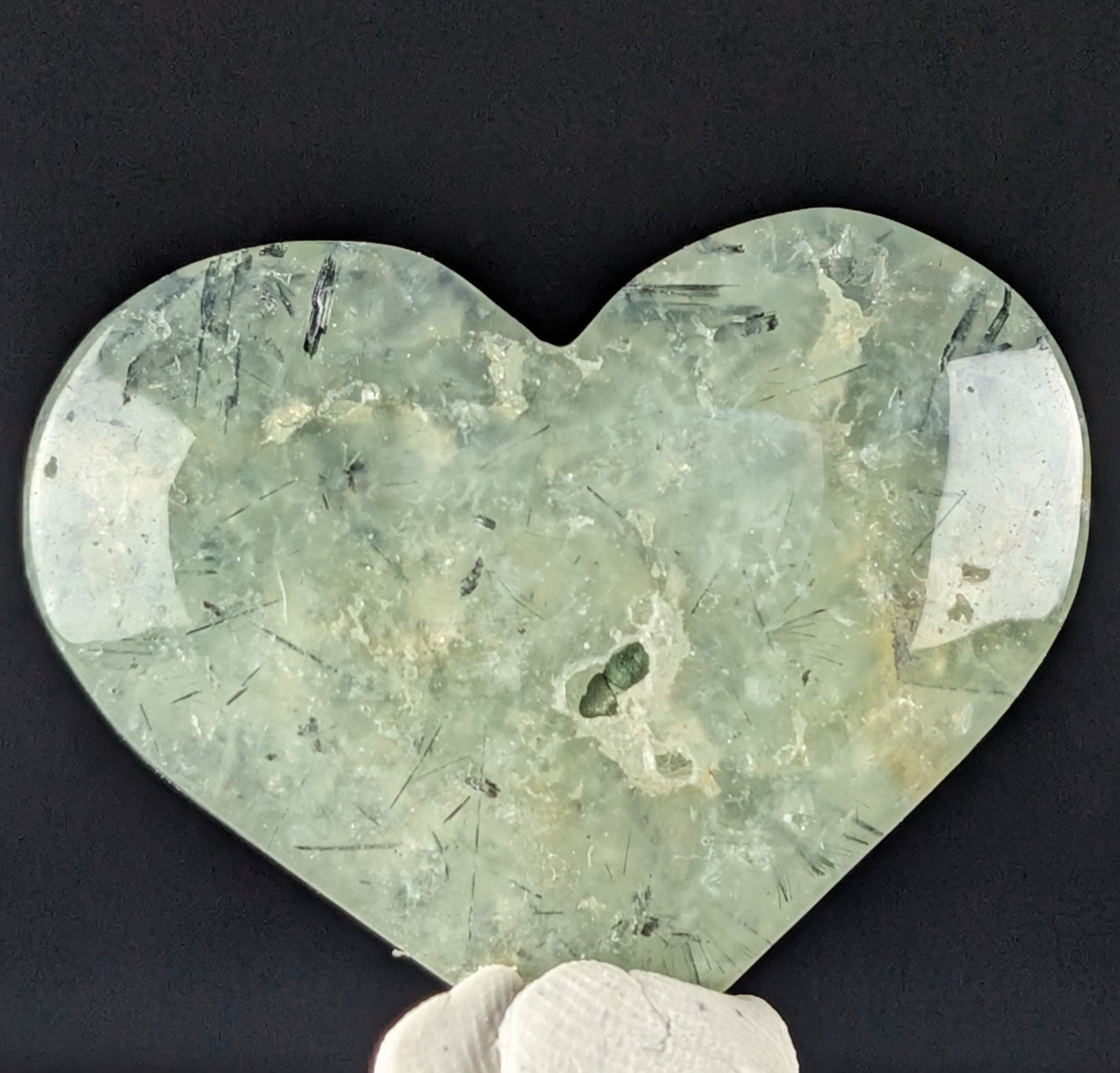 Prehnite Heart Carving Crystal Gemstone Chakra Reiki Mineral