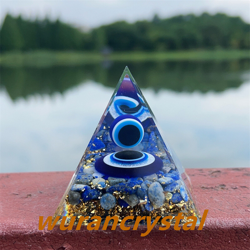 1pc natural Lapis lazuli quartz crystal pyramid resin point energy Reiki healing