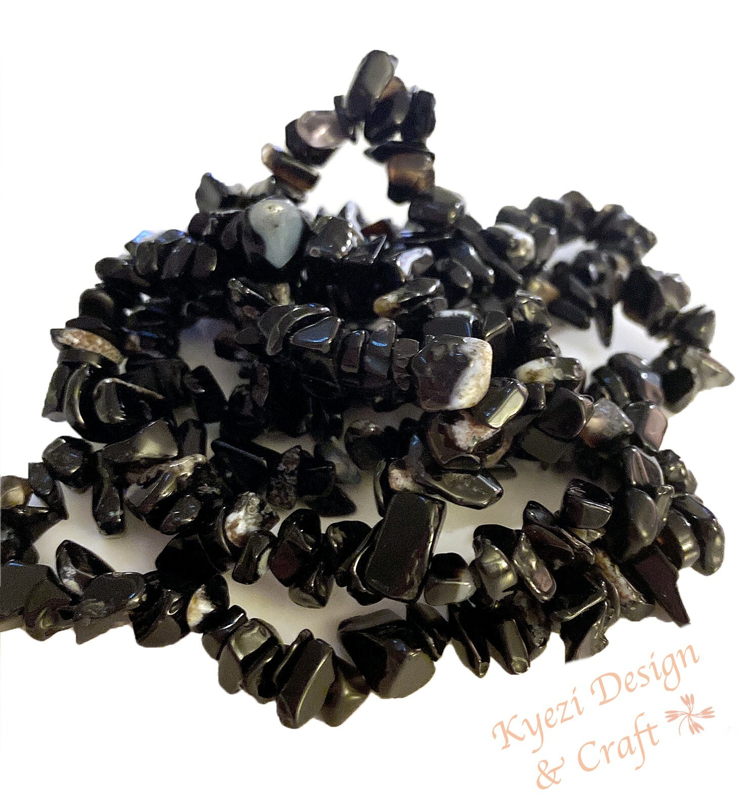 Black Onyx Premium Natural Crystal Gemstone Chip Stretchy Jewelry Bracelet