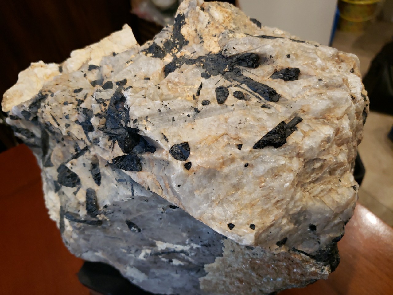 Huge 19 Pound Black Dark Blue Tourmaline Lepidolite Rough Boulder Rock Specimen
