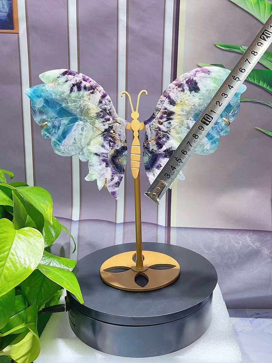 1pc Natural fluorite butterfly wings Crystal wings carving Home decor