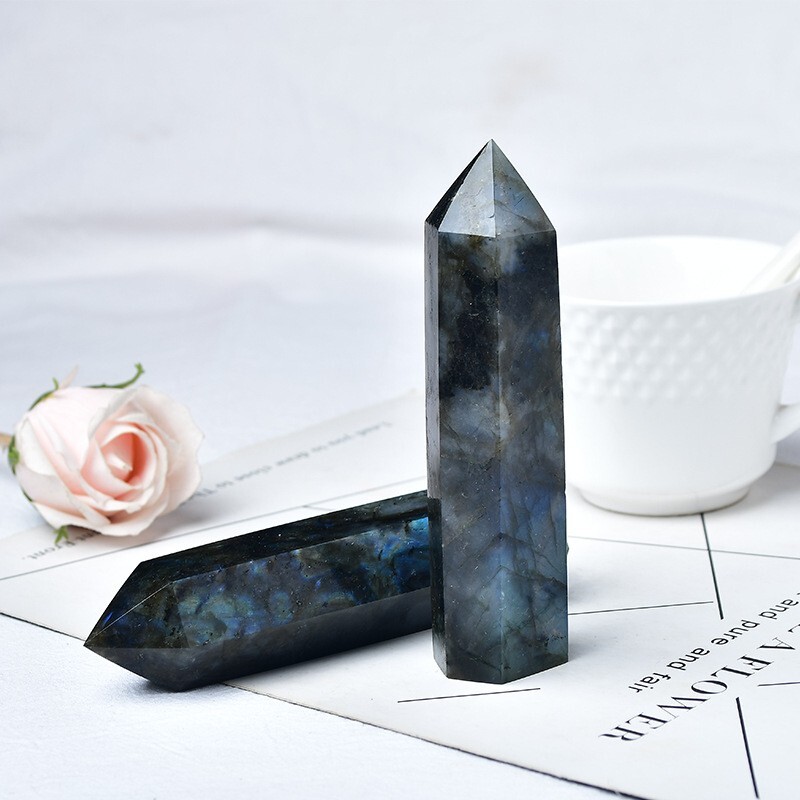 3.15″-3.54″ Natural Labradorite Crystal Tower Healing Crystal Obelisk Reiki Gift