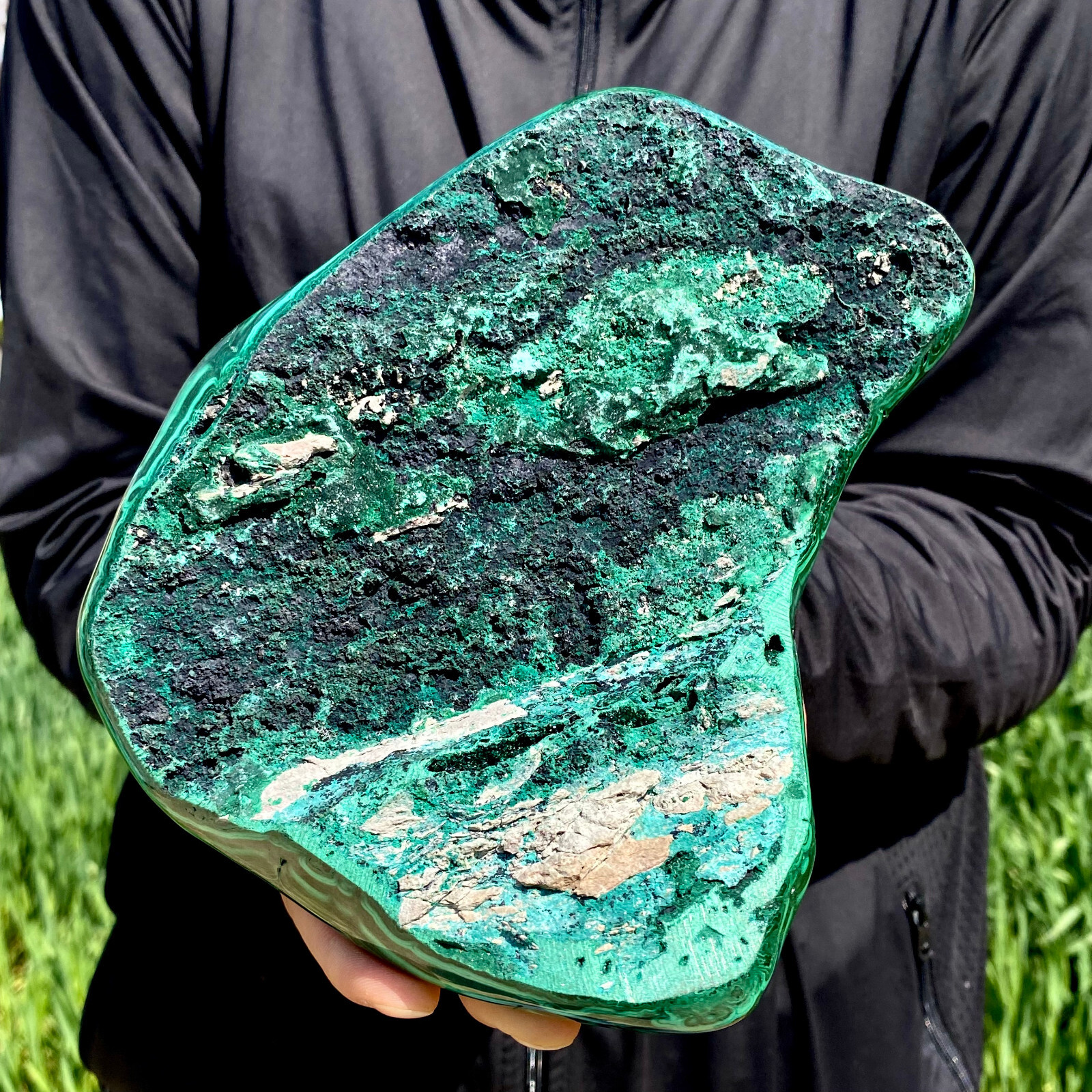 4.40LB Natural glossy Malachite transparent cluster rough mineral sample Gem