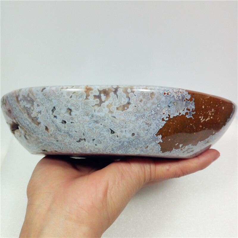 7.2″2.8lb Wonderful Polychrome Ocean Jasper Geode ashtray Coin/Soap dish MadY790