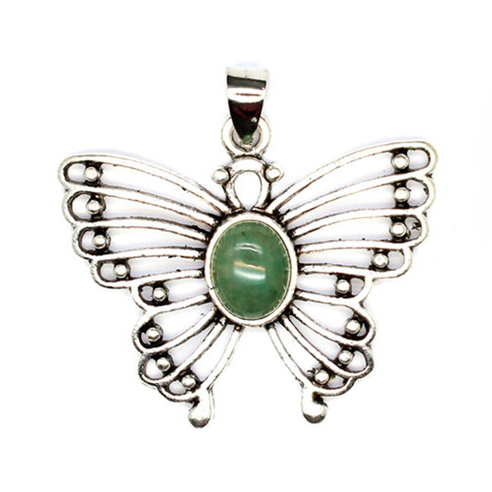 Hollow Out Butterfly Pendant Oval Beads Natural Crystal Gemstone Healing Quartz